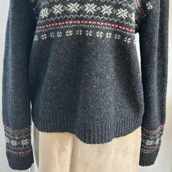 Jacob Charcoal Shetland Wool Vintage Fair Isle Knit Crewneck Sweater – US L - Picture 2 of 12